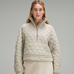 Scuba oversized quilted half zip in riverstone